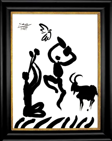 Lithographie Picasso - Danseur et musicien