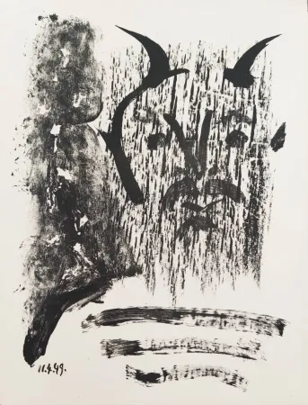 Lithographie Picasso - Élégie d'Ihpetonga, Masks of Ashes, Planche III