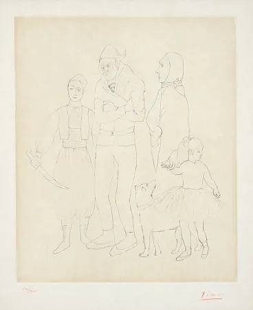 Gravure Picasso - Famille de Saltimbanques (Family of Acrobats), c.1950