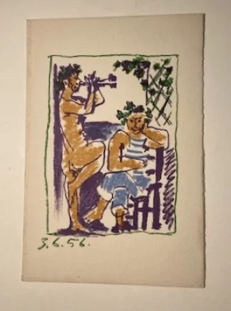 Lithographie Picasso - Faune et marin