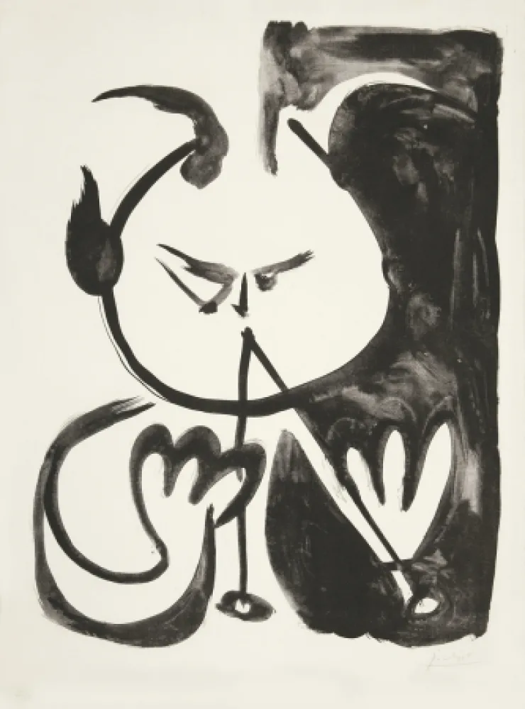 Lithographie Picasso - Faune musicien no. 5 (Musizierender Faun Nr. 5) 