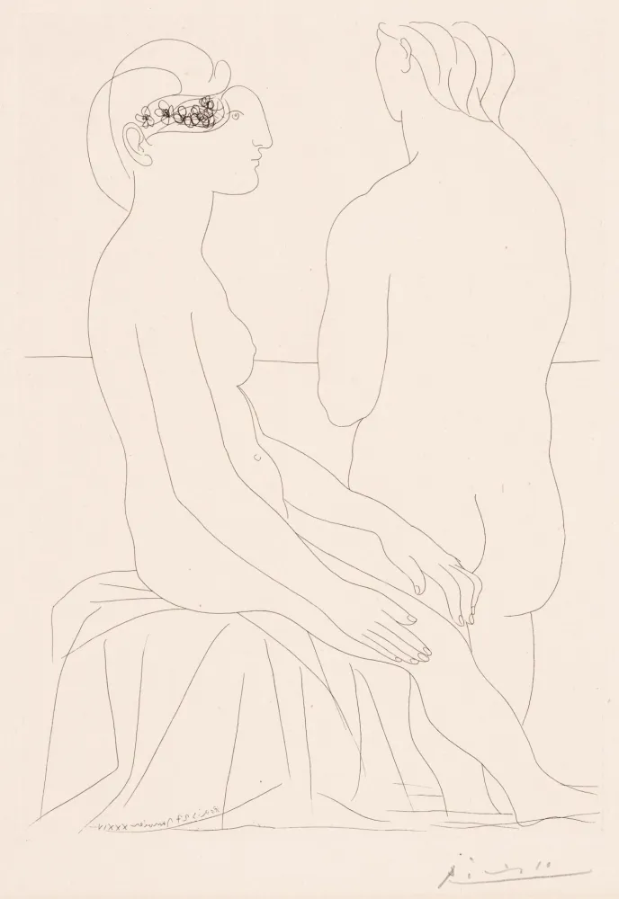 Gravure Picasso - Femme assise et Femme de Dos, pl. 78