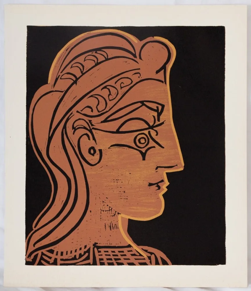 Linogravure Picasso - Femme de profil