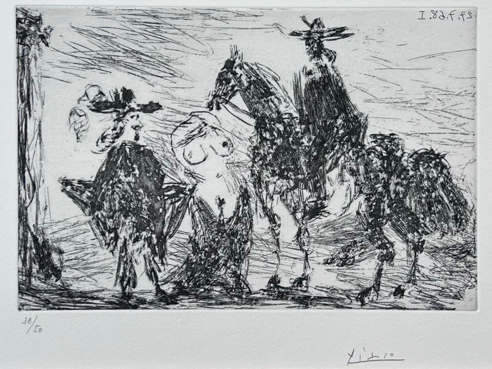 Eau-Forte Picasso - Gentilhomme, femme honteuse et reître 