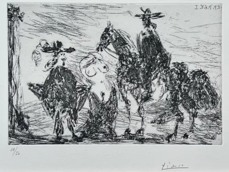 Eau-Forte Picasso - Gentilhomme, femme honteuse et reître 