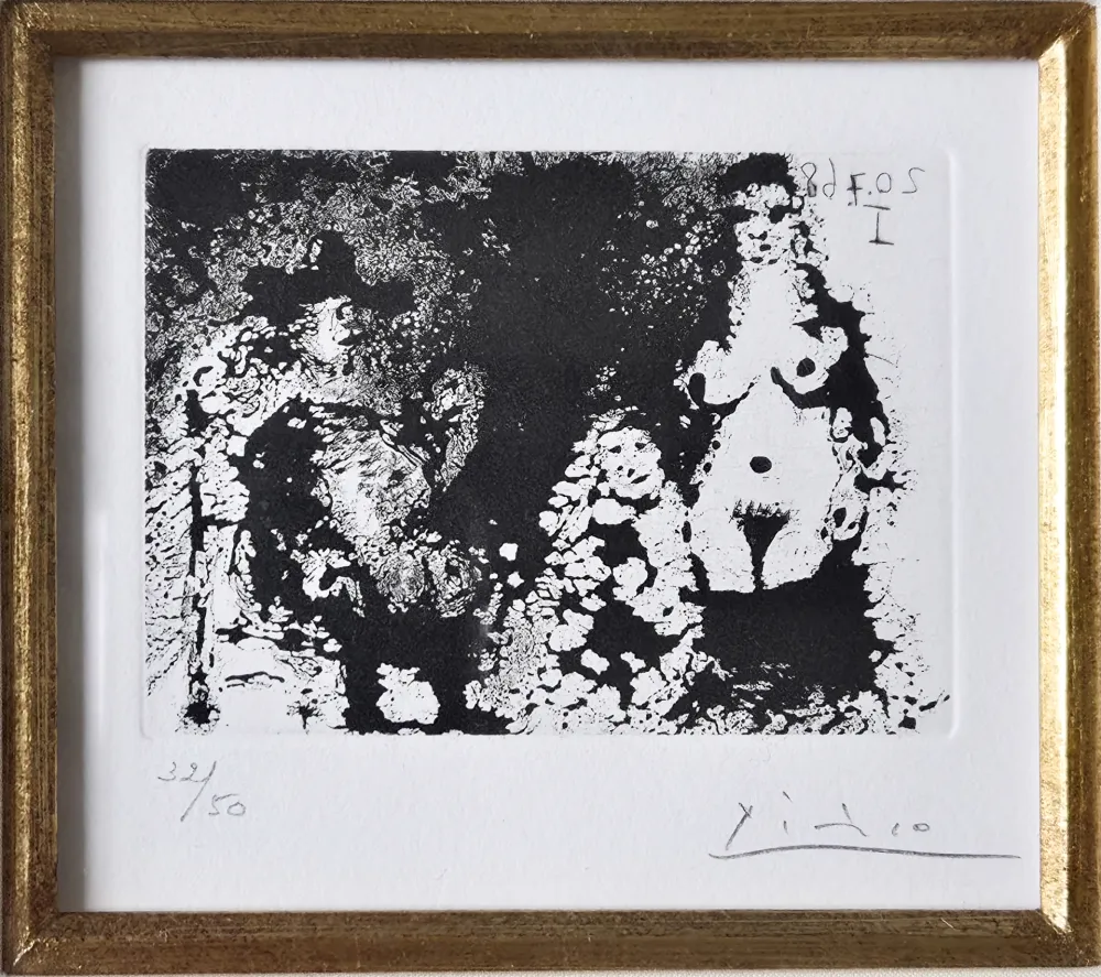 Eau-Forte Et Aquatinte Picasso - Homme à la pipe assis, Maja et Célestine 