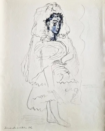 Pochoir Picasso - Jacqueline en espagnole