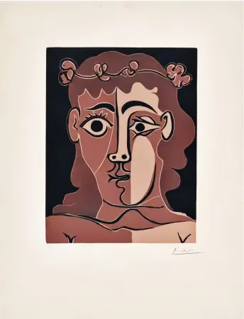 Linogravure Picasso - Jeune Homme Couronné de Feuillage 