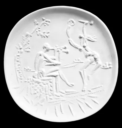 Céramique Picasso - Joueur de diaule et faune 