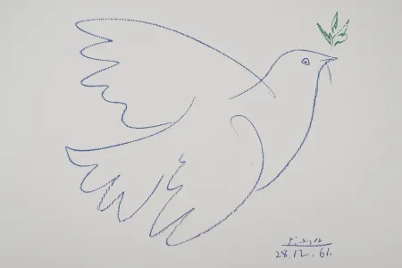 Lithographie Picasso - La colombe bleue