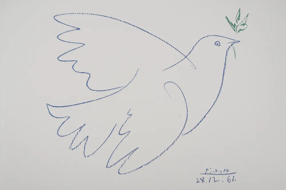 Lithographie Picasso - La colombe bleue