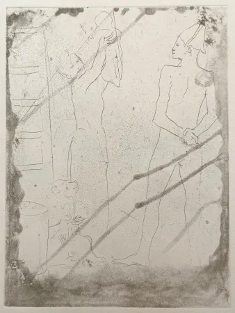 Gravure Picasso - La Famille de Saltimbanques au Macaque