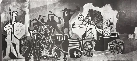 Lithographie Picasso - La Guerre et la Paix Rouge Collotype