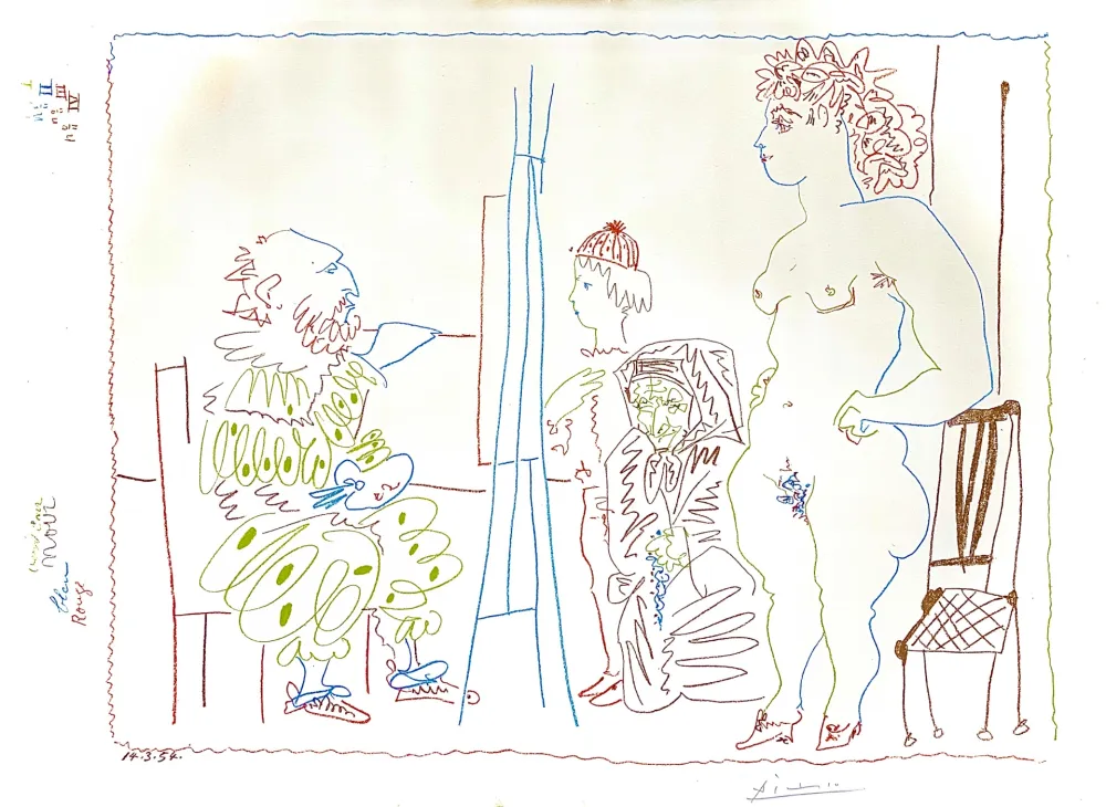 Lithographie Picasso -  Le Modele et Deux Personnages 