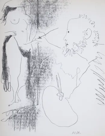 Lithographie Picasso - Le Peintre et son Modèle, 1964