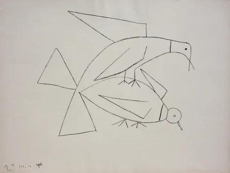 Lithographie Picasso - Les Deux Tourterelles II (B. 406) Two Turtle-doves