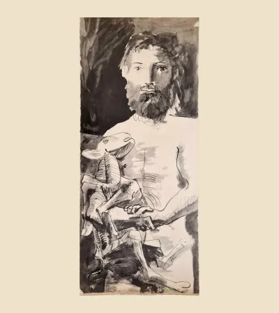 Lithographie Picasso - L'HOMME AU MOUTON (1967)