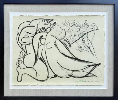 Lithographie Picasso - Minoutaure et nue