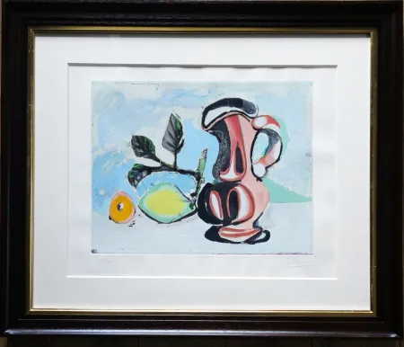 Aquatinte Picasso -  Nature morte au citron et au pichet rouge 