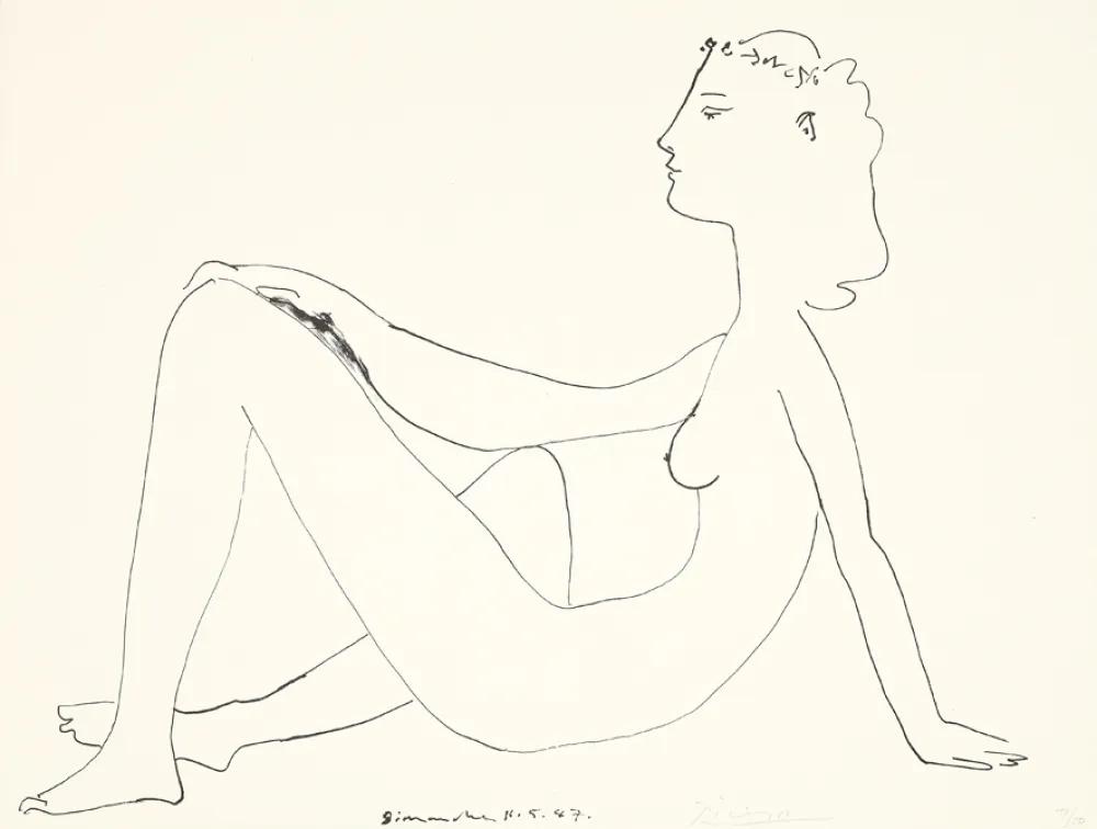 Lithographie Picasso - Nu assis, de profil
