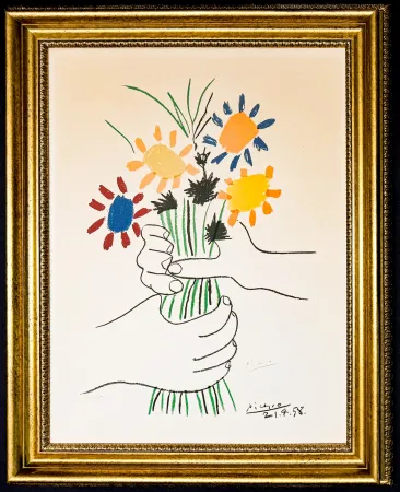 Lithographie Picasso - Pablo Picasso (1881–1973) – Bouquet de Fleurs – Color lithograph on Arches paper – 1958