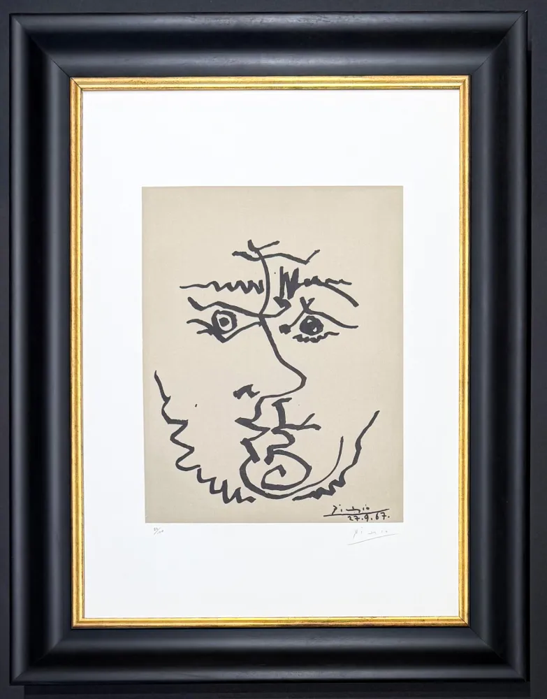 Lithographie Picasso - Pablo Picasso ( 1881 – 1973 )– Visage – hand-signed Lithograph on Rives BFK paper – 1967