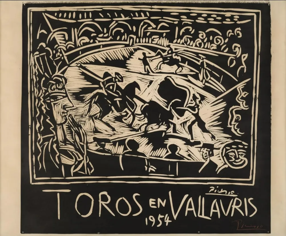 Linogravure Picasso - Pablo Picasso Toros en Vallauris 1954 Linocut / Signed