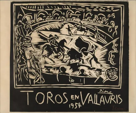 Linogravure Picasso - Pablo Picasso Toros en Vallauris 1954 Linocut / Signed