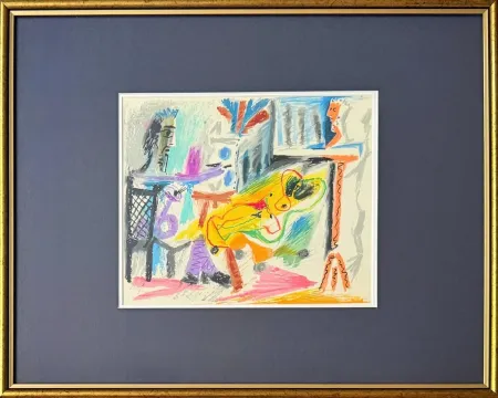 Lithographie Picasso - Peintre et modèle