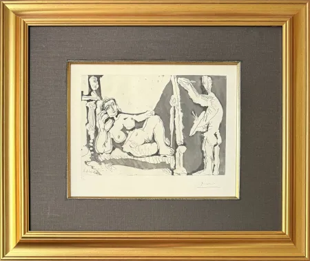 Eau-Forte Picasso - Peintre et modèle, avec une sculpture I