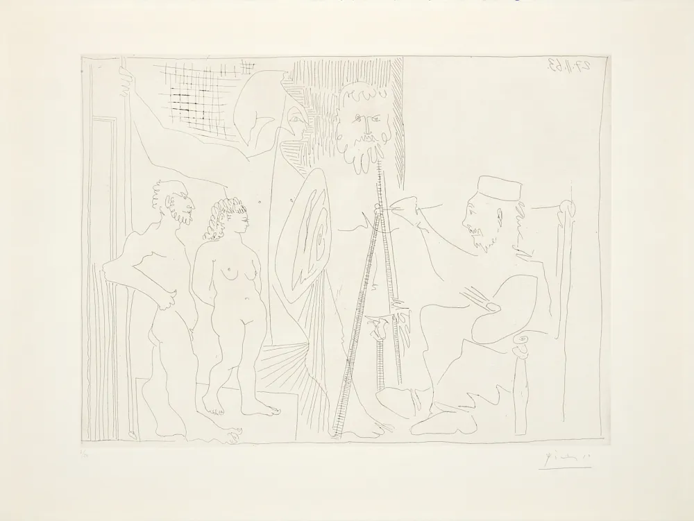 Gravure Picasso - Peintre néo-classique dans son atelier
