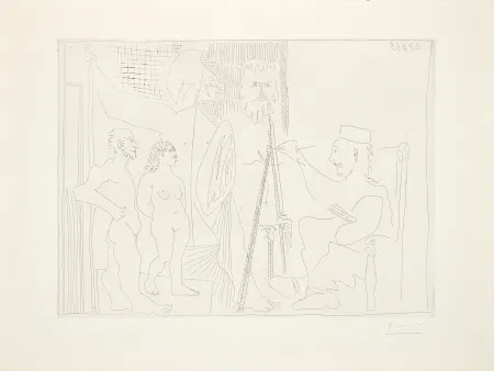 Gravure Picasso - Peintre néo-classique dans son atelier
