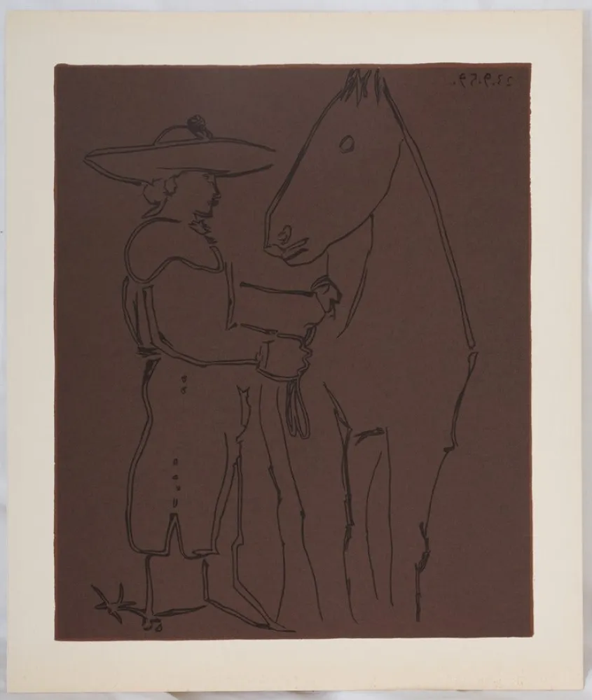 Linogravure Picasso - Picador et cheval
