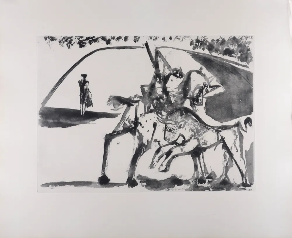 Aquatinte Picasso - Picador et Torero dans l'arène, 1947
