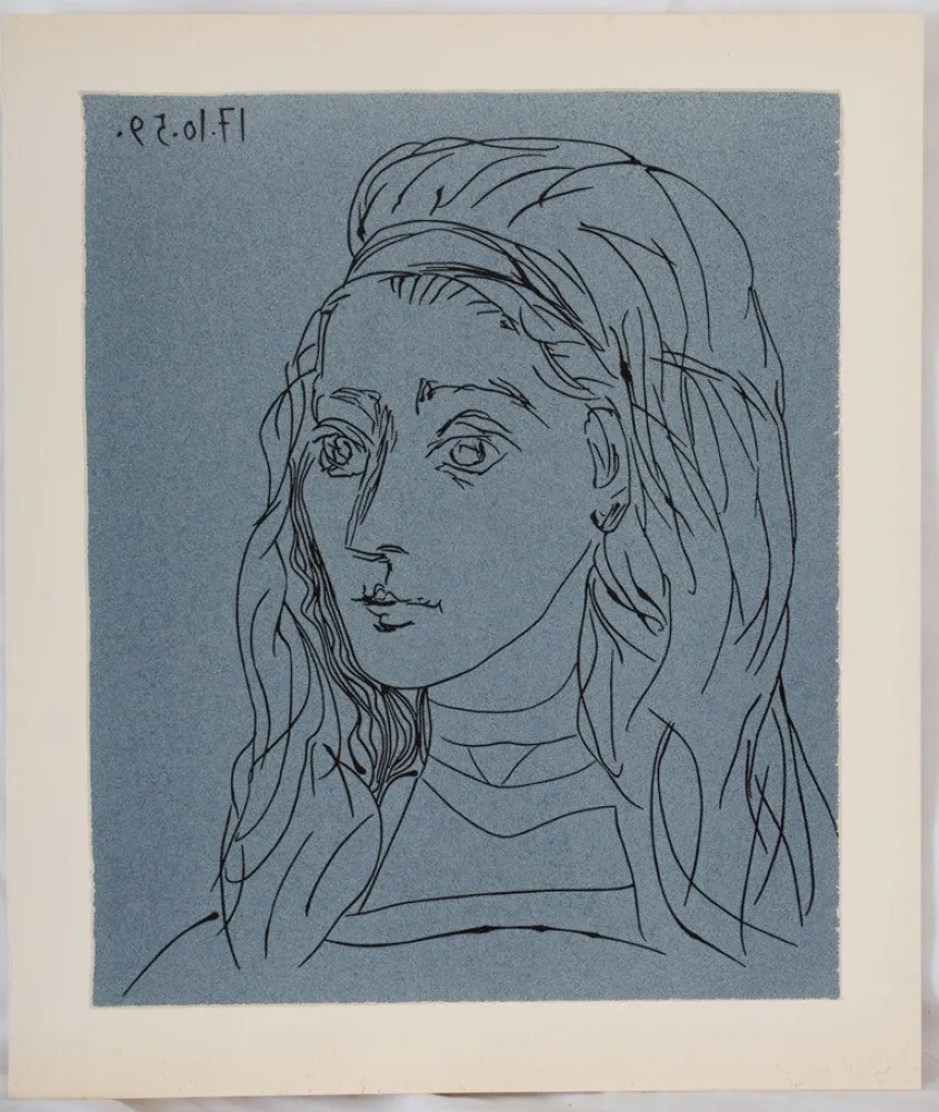 Linogravure Picasso - Portrait de Jacqueline