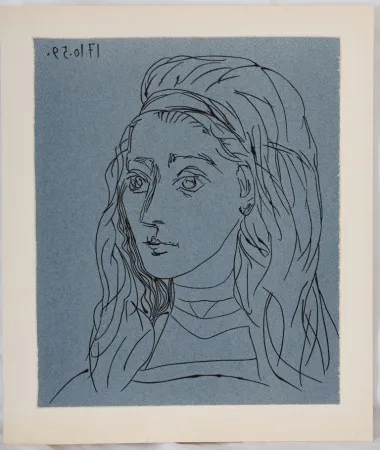 Linogravure Picasso - Portrait de Jacqueline