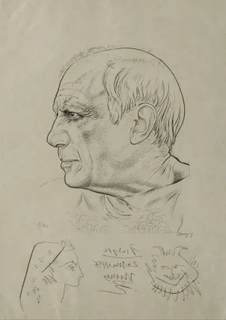 Gravure Picasso - Portrait of Pablo Picasso with Remarques for Témoignage, 1956