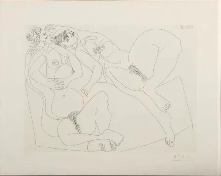 Eau-Forte Picasso - Repos. Deux Filles Bavardant
