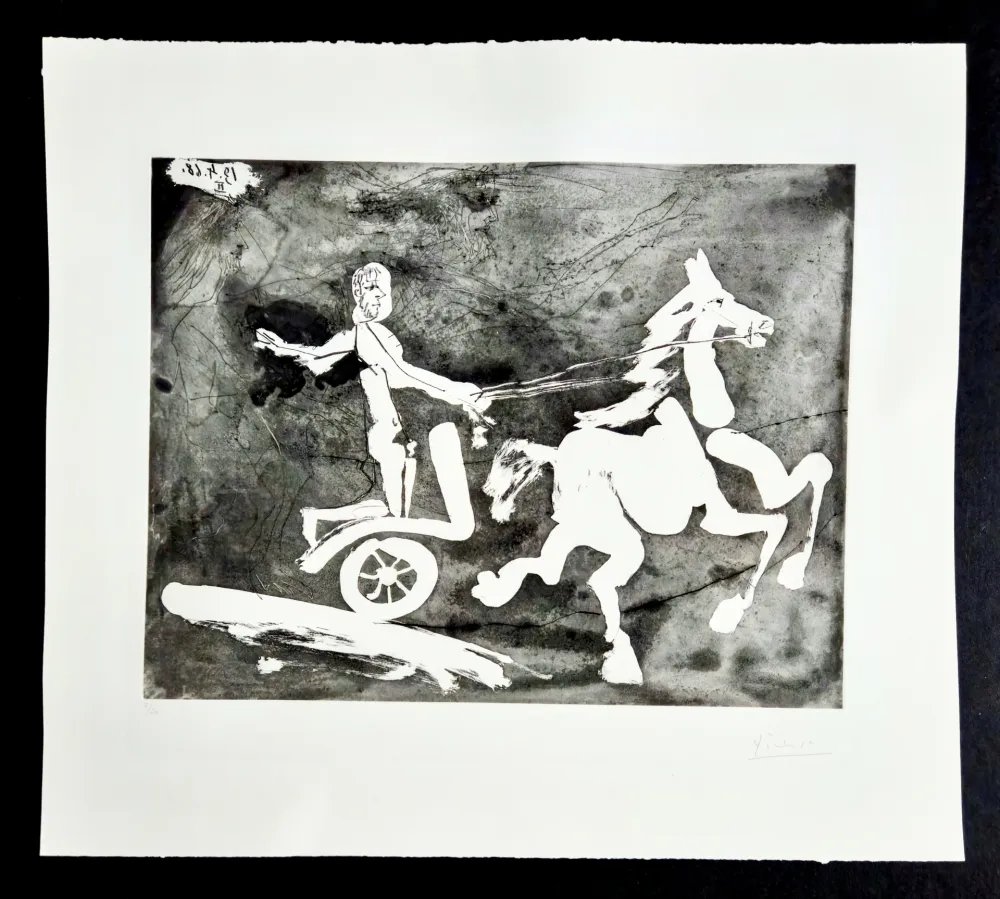 Gravure Picasso - Television: Course de chars à l'antique I 