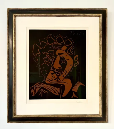 Linogravure Picasso - Tete d’Histrion