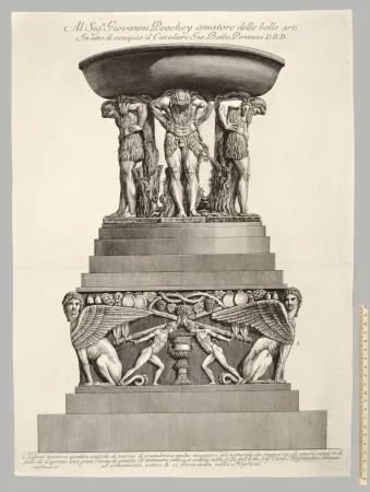 Eau-Forte Piranesi - VASCA DI GRANITO SORRETTA DA QUATTRO FAUNI