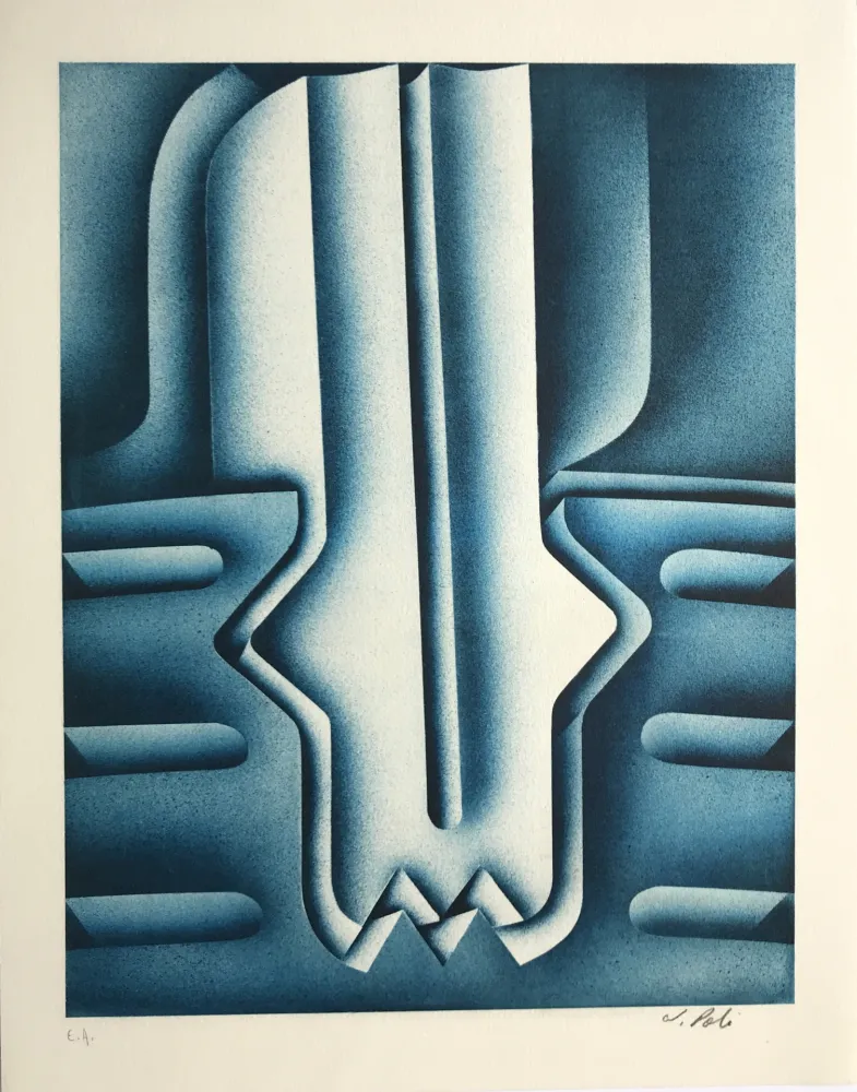 Lithographie Poli - Forage en mer