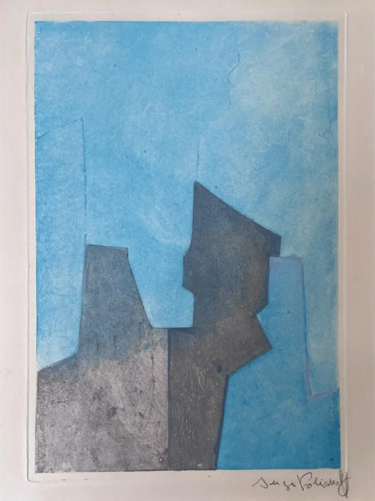 Eau-Forte Et Aquatinte Poliakoff - Composition bleue XXIV 