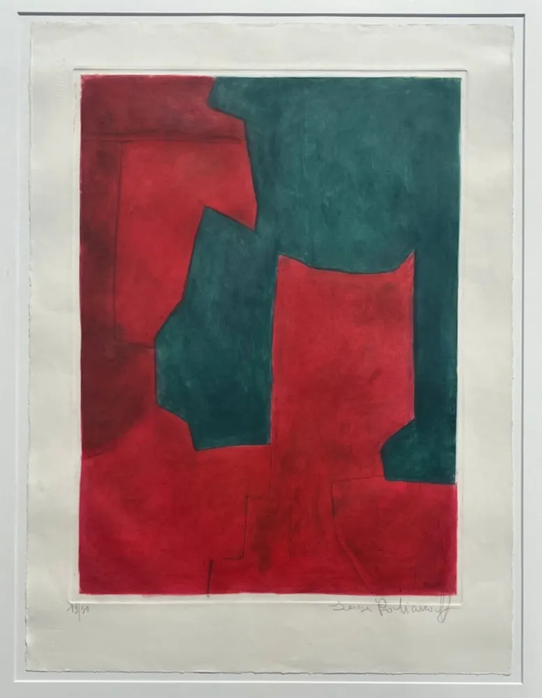 Gravure Poliakoff - Composition Rouge et Verte