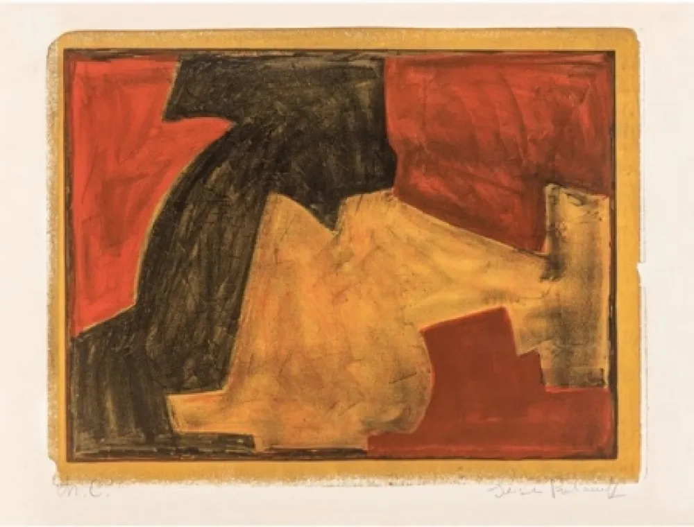 Lithographie Poliakoff - Composition verte, bleue et rouge n°48 