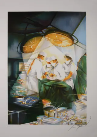 Lithographie Poulet - Le chirurgien