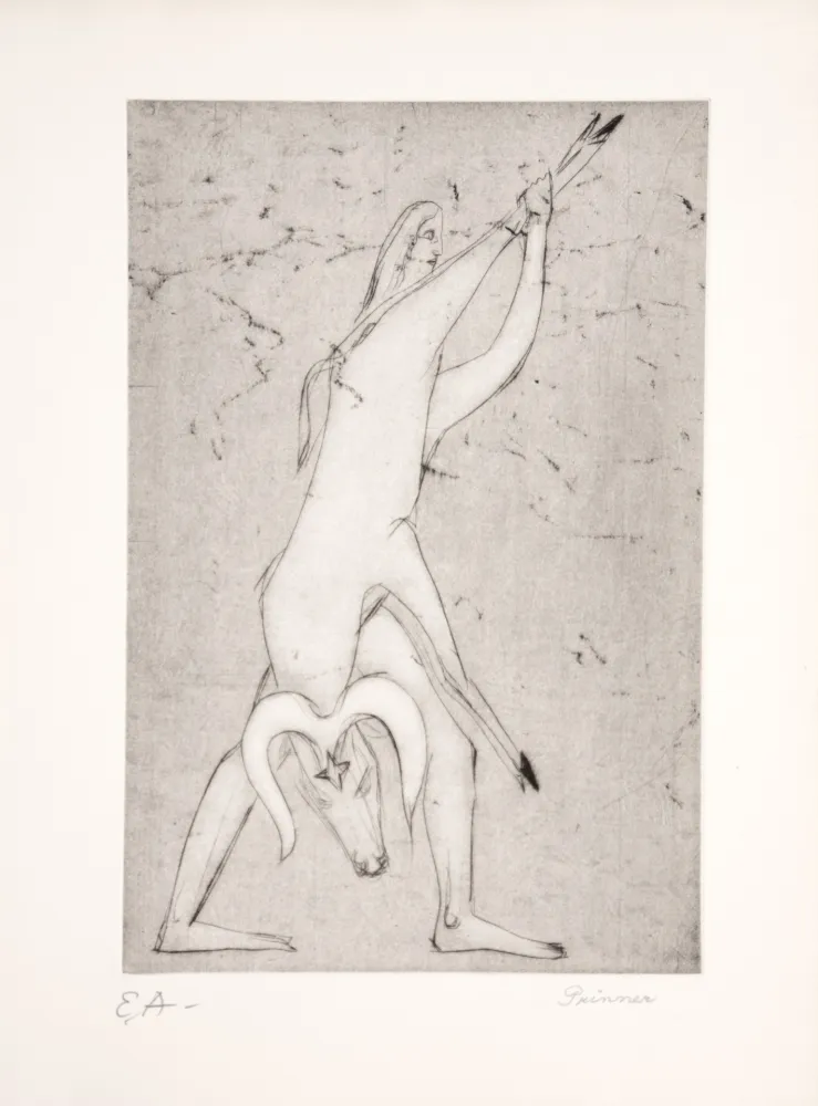 Eau-Forte Prinner - Le livre des morts Égyptiens, 1948.