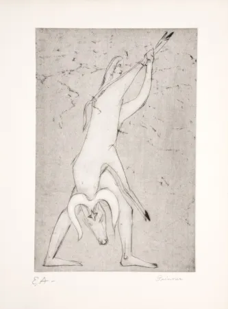 Eau-Forte Prinner - Le livre des morts Égyptiens, 1948.