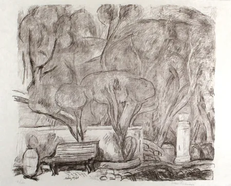 Lithographie Purrmann - Garten in Levanto