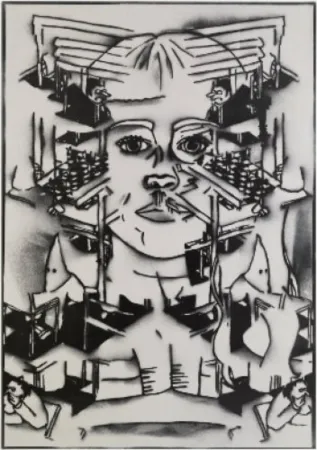 Linogravure Ratcliff - No wonder nobody will play with you if you insist on being white all the time